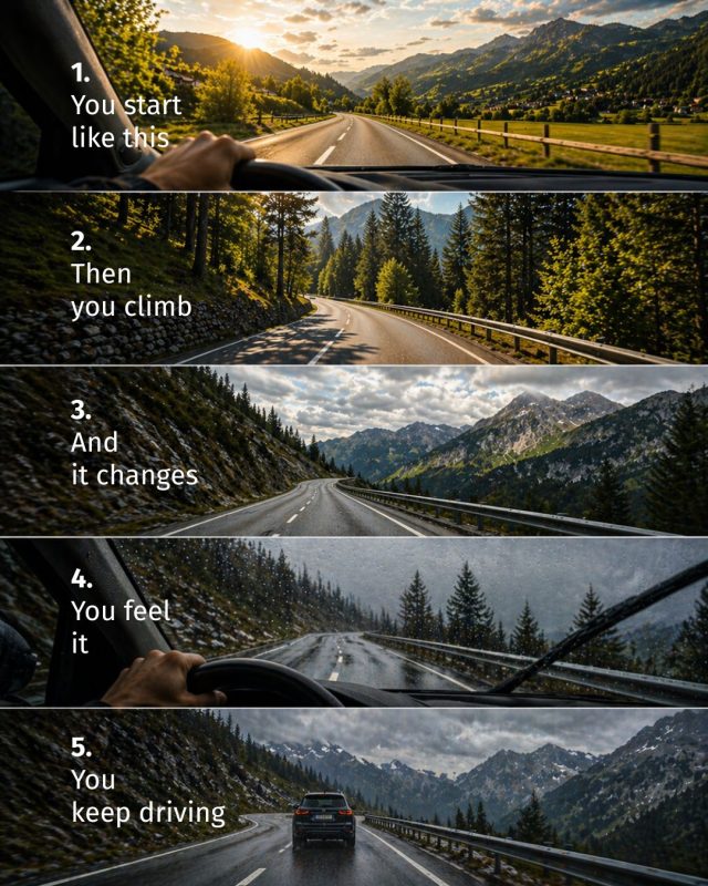 🇮🇹 Parti con il sole e sali.
A un certo punto qualcosa cambia,
nell’aria e nella strada.

Lo senti? ⛰️

🇬🇧 You start in the sun and head up.
At some point, something changes,
in the air and on the road.

You feel it? ⛰️

#driving #ontheroad #drivingexperience #cartravel
#mountainroads #alpinelife #roadconditions #springdrive
#weatherchange #changingconditions #drivewithconfidence
#dolomites #dolomiti #mountaindrive